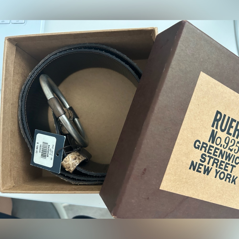 Ruehl brand snake skin leather belt, wide.